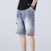 JEsilunmaMY Men's Slim Fit Holes Denim Shorts Summer Casual Loose Ripped Short Jeans Distressed Baggy Biker Jeans Shorts (Blue,32) view 2