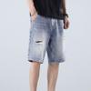 JEsilunmaMY Men's Slim Fit Holes Denim Shorts Summer Casual Loose Ripped Short Jeans Distressed Baggy Biker Jeans Shorts (Blue,32) view 3