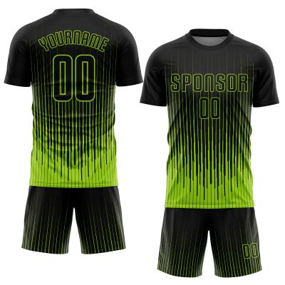 Customized Black Green Soccer Jersey Sets for Men Youth Boys Women, Personalized Football T Shirts and Shorts Design Your Own Team Uniforms with Name Number Logo Print Front and Back