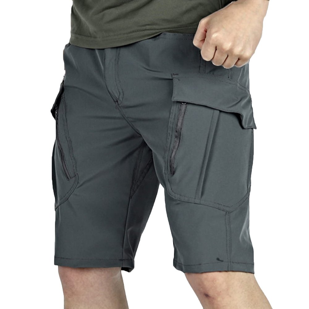 Mens Tactical Hiking Shorts Outdoor Cargo Shorts, Lightweight Wear-Resistant Breathable Fishing Cargo Pocket Shorts Gray