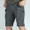 Mens Tactical Hiking Shorts Outdoor Cargo Shorts, Lightweight Wear-Resistant Breathable Fishing Cargo Pocket Shorts Gray view 2