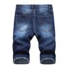 JEsilunmaMY Summer Ripped Denim Shorts for Men Mid Waist Stretch Skinny Short Jeans Distressed Slim Fit Straight Jean Shorts (Dark Blue,28) view 2