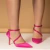 SICARE Women's High Heels Pumps Closed Pointed Toe Cross Strap D'Orsay Pumps Stiletto Heels Wedding Party Dress Shoes for Bridal, Red, Size 11 view 4