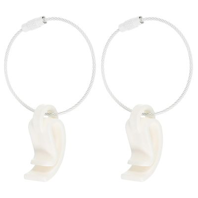 PATIKIL Flying Disc Clip with Wire Cable, 2 Pack Sport Disk Hanger Hook Holder for Carrying Organizing Discs, White