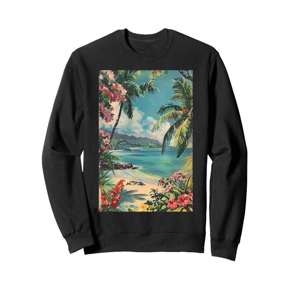 Peaceful Vintage Tropical Hawaii Vacation Aesthetic Sweatshirt