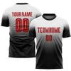 Custom Black White Gradient Soccer Jersey Sets for Men Youth Boys Women, Personalized Football T Shirts and Shorts Design Your Own Team Uniforms with Name Number Logo Print Front and Back view 2