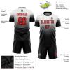 Custom Black White Gradient Soccer Jersey Sets for Men Youth Boys Women, Personalized Football T Shirts and Shorts Design Your Own Team Uniforms with Name Number Logo Print Front and Back view 3