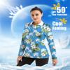 GGOV Women's Golf Polo Shirts Long Sleeve Workout Tops UPF 50+ Sun Protection Quick Dry Lightweight Active Tennis Shirts Blue Flowers view 4