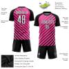 Custom Deep Pink Soccer Jerseys Sets for Men Youth Boys Girls Women, Personalized Black Sports T Shirts and Shorts Design Your Own Team Uniforms with Name Number Logo Print Front and Back view 3