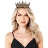 Black Crown for Women, Gothic Crystal Princess Tiaras Rhinestone Queen Headband Halloween Costume Hair Accessories, Birthday Prom Pageant Party Coming of Age Ceremony Photo Props view 3