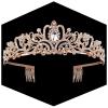 Rose Gold Crown for Women Crystal Princess Tiaras Rhinestone Queen Headband Wedding Bridal Hair Accessories Birthday Prom Pageant Party Coming of Age Ceremony Photo Props view 1
