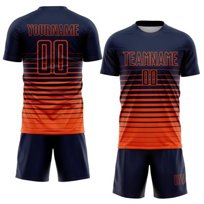 Customizable Black Orange Soccer Jerseys Sets for Men Youth Boys Women, Personalized Sports T Shirts and Shorts Design Your Own Team Uniforms with Name Number Logo Print Front and Back