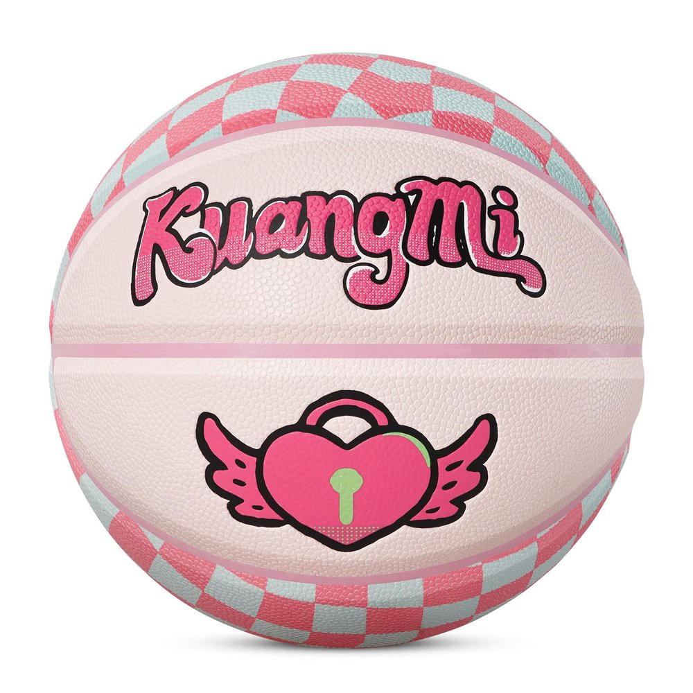 Kuangmi Pink Series Basketball, Premium Design Printed Outdoor & Indoor Basketball, Official Size 7,29.5,Men's Teenager Gift(Wings of Love)