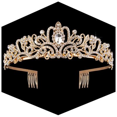 Gold Crown for Women Crystal Princess Tiaras Rhinestone Queen Headband Wedding Bridal Hair Accessories Birthday Prom Pageant Party Coming of Age Ceremony Photo Props