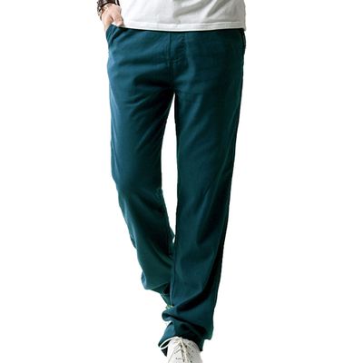 Maiyifu-GJ Cotton Linen Joggers Pants for Men Summer Casual Drawstring Sweatpants Loose Fit Running Workout Trousers (Blue,Medium)