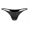 Hularka Women's Thong Bikini Bottoms Shiny Metallic High Waist T-back Bathing Suits Bottoms Black Medium view 1