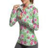 GGOV Golf Shirts for Woman UPF 50+ Sun Protection Quick Dry Lightweight Long Sleeve Polo Shirts for Woman Rash Guard Red Flowers view 1
