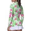 GGOV Golf Shirts for Woman UPF 50+ Sun Protection Quick Dry Lightweight Long Sleeve Polo Shirts for Woman Rash Guard Red Flowers view 2