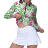 GGOV Golf Shirts for Woman UPF 50+ Sun Protection Quick Dry Lightweight Long Sleeve Polo Shirts for Woman Rash Guard Red Flowers view 3