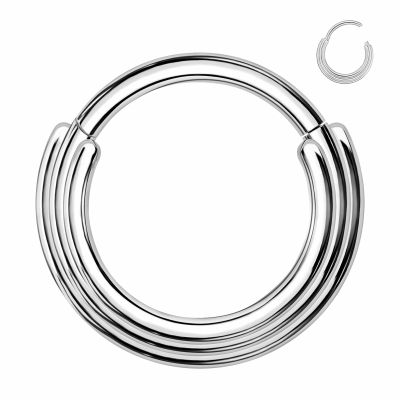 ALACLO 316 Stainless Steel 16G Clicker Nose Ring Hoop, Triple Stacked Septum Rings Surgical Steel Daith Conch Helix Cartilage Earrings Lobe Piercing Jewelry (Silver)