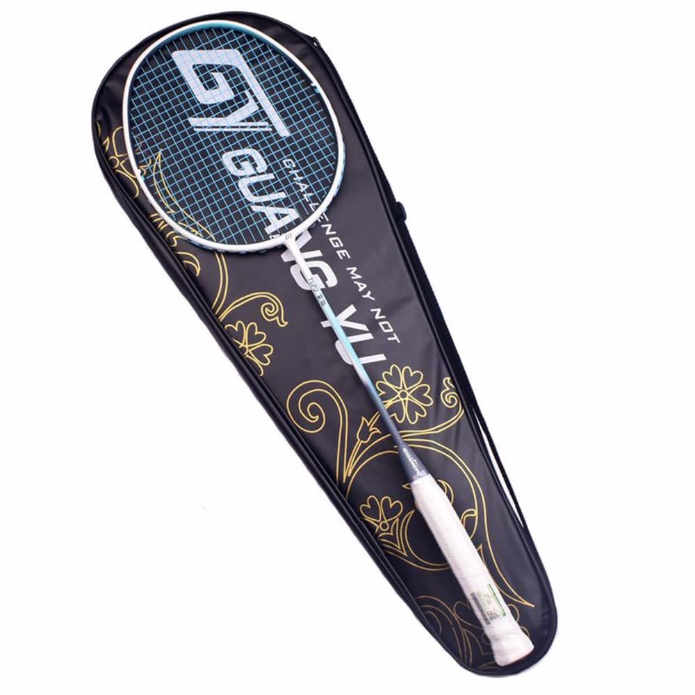 GRASKY Full Carbon Badminton Racket 4U G5 82g with Comfortable Non-Slip Handle and Badminton Bag (Blue)