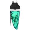 Agoky Women's Shiny Sequin Latin Dance Skirts Ballet Tops with Lace-up Waist Side Split Skirts Green Medium view 4
