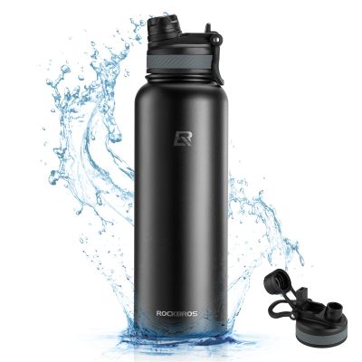 ROCKBROS Insulated Water Bottle with Straw, Stainless Steel Sports Water Cup Flask Leak Proof with Handle Keep Warm and Cold for Hiking, Cycling, Bike Travel, School Sports, Gym