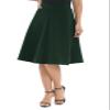 Urban CoCo Women's A-Line Elastic High Waist Flare Work Midi Knee Length Stretchy Skirt(M,Backish Green) view 3