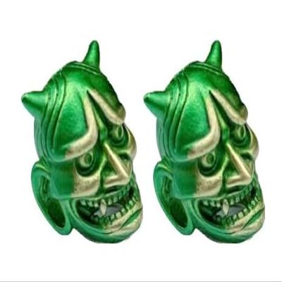 Seeby 2pcs Japanese Prajna Skull Head Brass Knife Pendants Bead Vintage Umbrella Rope Beads EDC Outdoor Flashlight DIY Paracord Lanyard Bracelet Accessories (p5)