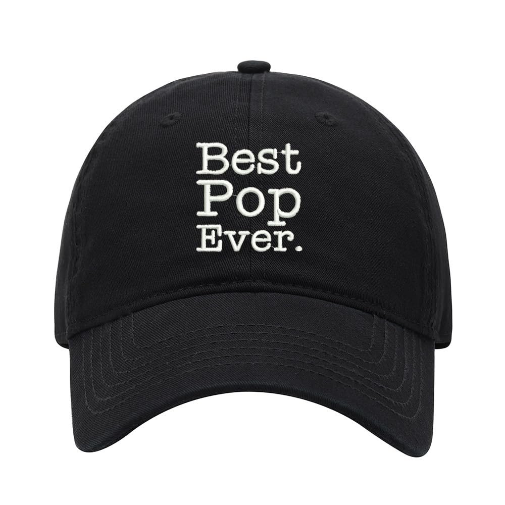 Baseball Cap Men Women Best Pops Ever Embroidered Unisex Classic Adjustable Strapback Dad Hat (7 1/2,Black)