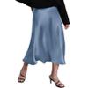 HOTOUCH Casual Skirts Work Satin High Waist Skirts for Women Midi Length Party Silk Skirt Light Blue Medium view 1