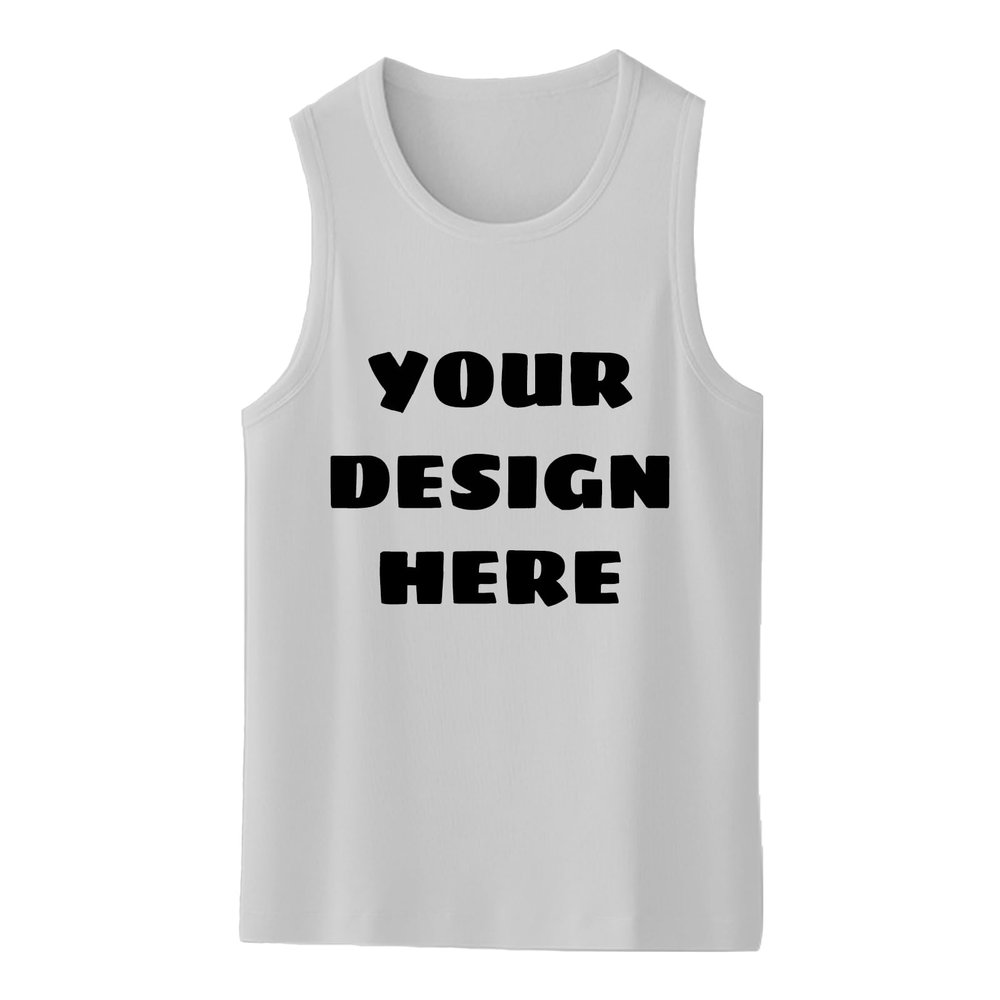 Custom Mens Quick Dry Workout Tank Top Gym Muscle Tee Causal Sleeveless T Shirt Gray