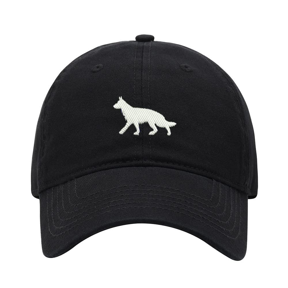 Baseball Cap Men Women German Shepherd Dog Embroidered Unisex Classic Adjustable Strapback Dad Hat (7 1/2,Black)