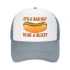 Its A Bad Day to Be A Glizzy Mesh Hat Men Women Hot Dogs Lover Baseball Cap for Women Men Funny Trucker Hat Black view 1