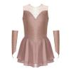 FEESHOW Kids Girls Shiny Diamond Figure Ice Skating Dress Ballerina Ballet Dance Leotards Dress Ballroom Costume Dusty Pink B 12 Years view 3