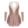 FEESHOW Kids Girls Shiny Diamond Figure Ice Skating Dress Ballerina Ballet Dance Leotards Dress Ballroom Costume Dusty Pink B 12 Years view 4