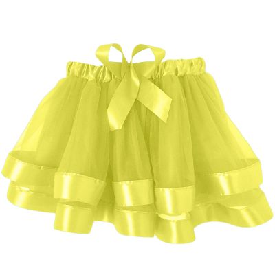 Tutu for Toddler Girls Layered Tulle Tutu Princess Ballet Dress Kid Tutu Skirt Hairbow Tutu Skirts (Yellow, 4-12 Years)