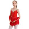 FEESHOW Kids Girls Shiny Diamond Figure Ice Skating Dress Ballerina Ballet Dance Leotards Dress Ballroom Costume Red B 16 Years view 2