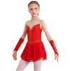 FEESHOW Kids Girls Shiny Diamond Figure Ice Skating Dress Ballerina Ballet Dance Leotards Dress Ballroom Costume Red B 16 Years view 3