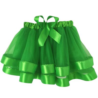 NineFit Basics Tutu for Toddler Girls Layered Tulle Tutu Princess Ballet Dress Kid Tutu Skirt Hairbow Tutu Skirts (Green, 4-12 Years)