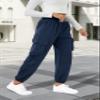 COPYLEAF Womens Parachute Cargo Pants with Pockets Quick Dry Hiking Pants Lightweight Water-Resistant Baggy Joggers(Navy Blue S) view 2