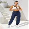 COPYLEAF Womens Parachute Cargo Pants with Pockets Quick Dry Hiking Pants Lightweight Water-Resistant Baggy Joggers(Navy Blue S) view 3