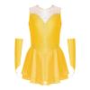 FEESHOW Kids Girls Shiny Diamond Figure Ice Skating Dress Ballerina Ballet Dance Leotards Dress Ballroom Costume Yellow B 12 Years view 3
