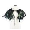 Feather Shawl, Black Feather Cape with Lace Liner, Feather Collar, Shrug Shoulder Strap for Halloween Retro Party Cosplay Costumes view 1