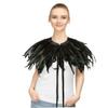 Feather Shawl, Black Feather Cape with Lace Liner, Feather Collar, Shrug Shoulder Strap for Halloween Retro Party Cosplay Costumes view 4