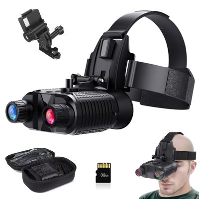 SUZLAZYR Night Vision Goggles Head Mounted, Rechargeable Hands Free Night Vision Binoculars for Adults with 1312FT Digital Infrared Viewing Range and 8X Digital Zoom, Include 32GB SD Card