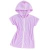 SAYOO Kid Girls Swim Cover Up Kid Hooded Zip-Up Terry Swimsuit Coverup Towel Bathing Suit Bathrobe Pool Beach Robe Dress (F Purple, 1-2 Years) view 1