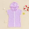 SAYOO Kid Girls Swim Cover Up Kid Hooded Zip-Up Terry Swimsuit Coverup Towel Bathing Suit Bathrobe Pool Beach Robe Dress (F Purple, 1-2 Years) view 2