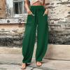 Linen Pants for Women Linen Pants Plazo Pants Lightweight Womens Pants Plus Size Womens Clothing Athletic Capris for Women,C-AG,X-Large view 2