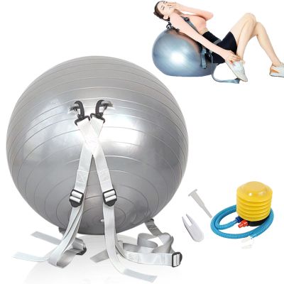LINGHGD Somersault Auxiliary Ball, Exercise Ball with Straps Stretch Yoga Ball Anti Slip Backflip Ball, Shoulder Ball for Backflip Training, Yoga, Fitness Exercises, 55CM, GRAY